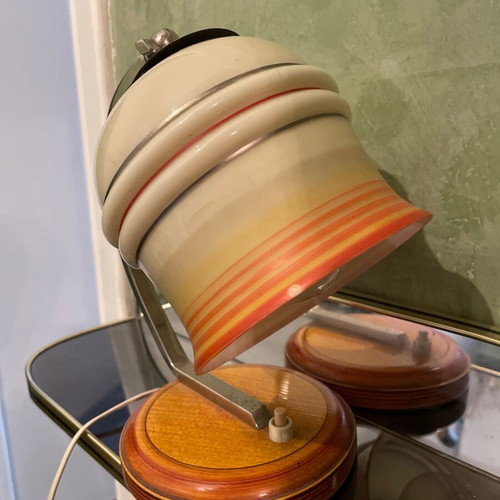 Vintage Art Deco table lamp with blown glass shade 1930s