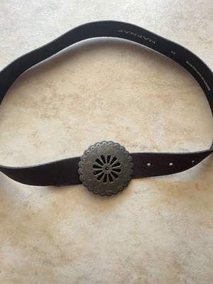 Naf Naf leather suede belt, brown, size 100cm