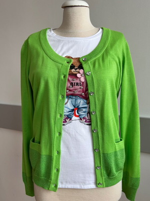 Green cardigan with heart buttons Blue Bay women collection like new