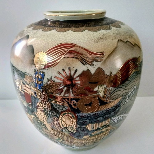 Satsuma vases used, 2 large, height 25 cm