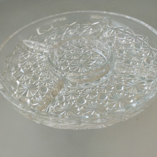 Crystal Serving Platter with Divided Sections vintage like new