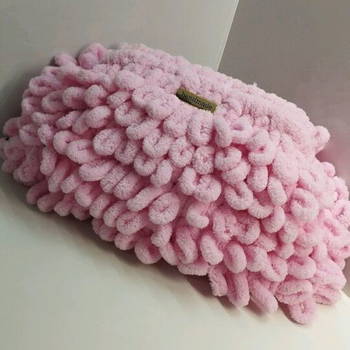 Handmade knitted puffy bag pink new handbag