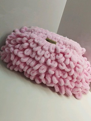 Handmade knitted puffy bag pink new handbag