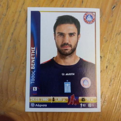 Αυτοκόλλητο Panini Superleague Ελλάδα 2012 Νο168 Τάσος Βενέτης καινούργιο