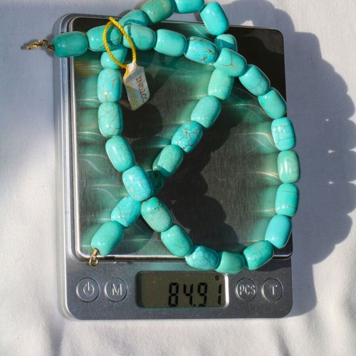 Turquoise Necklace New With 14K 585 Gold Clasp Indico Jewels