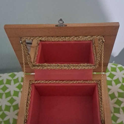 Jewelry box handmade wooden beige, new