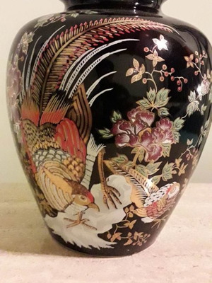 Ιαπωνικό πορσελάνινο βάζο Cloisonne Rooster μεταχειρισμένο, κεραμεικής Tajimi, πολύχρωμος διάκοσμος