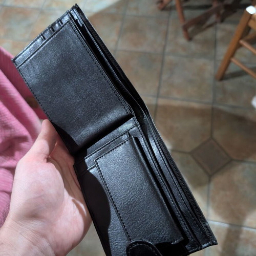 Bossini black leather wallet, deadstock