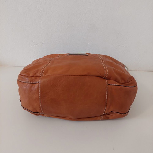 Kem leather women's crossbody bag, medium size, brown orange