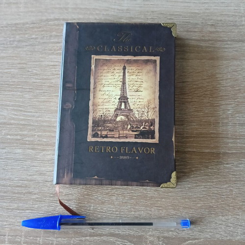Vintage Retro A6 Notebook with Hard Cover and Metal Corners