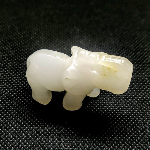 Small Elephant Figurine Made of White Nephrite Like New
