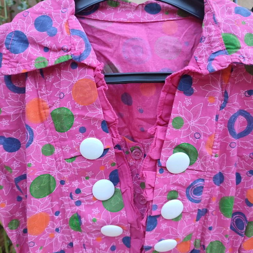 Shirt colorful size S with elastic belt and chest buttons new