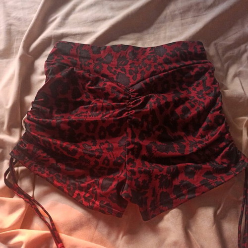 Leopard shorts leggings short cycling new, with ruching, size S