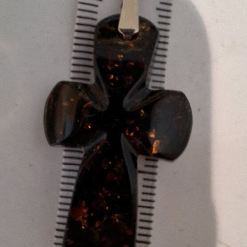 Cross made of natural black Baltic amber new