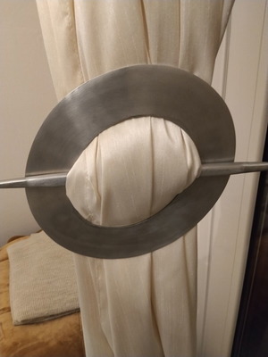 Metal curtain holdback ring with needle, modern minimal style
