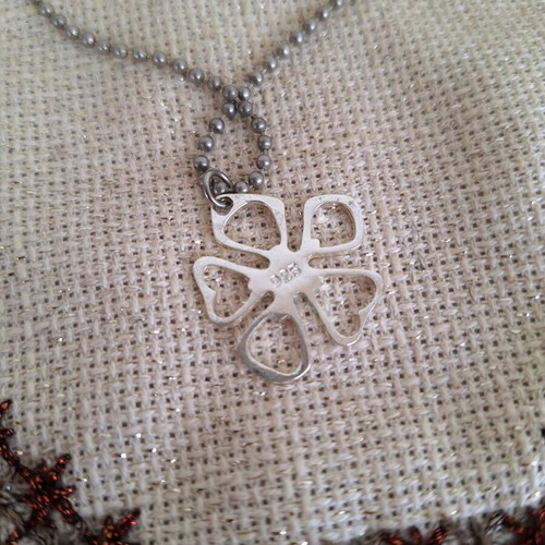 Necklace new 925 silver with flower and metal chain