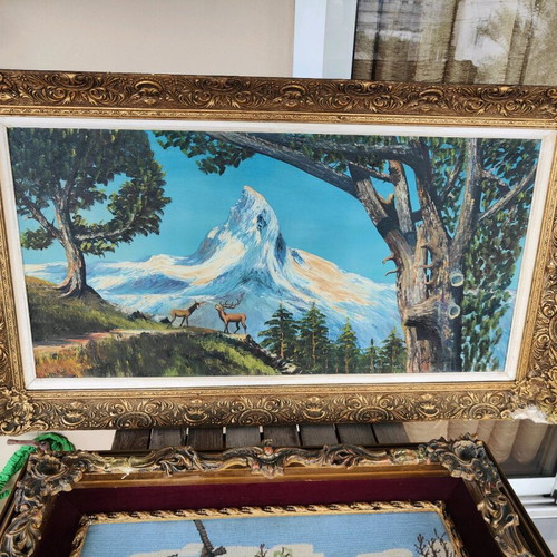 Vintage large paintings set of 2 used, 1980s