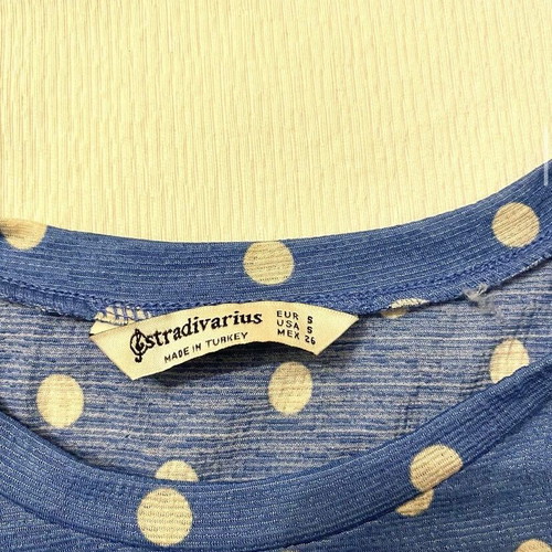 Stradivarius blue and white polka dot dress like new
