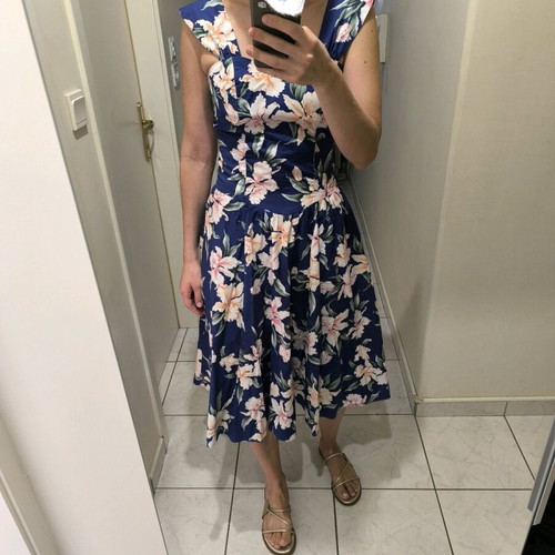 Floral poplin dress like new, blue multicolor, size S