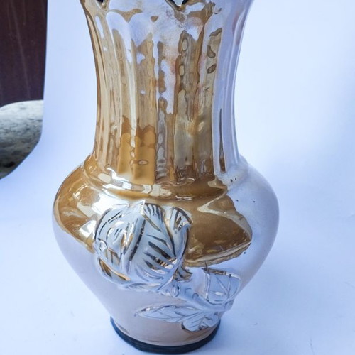 Vintage decorative vase Art Nouveau with iridescent finish like new