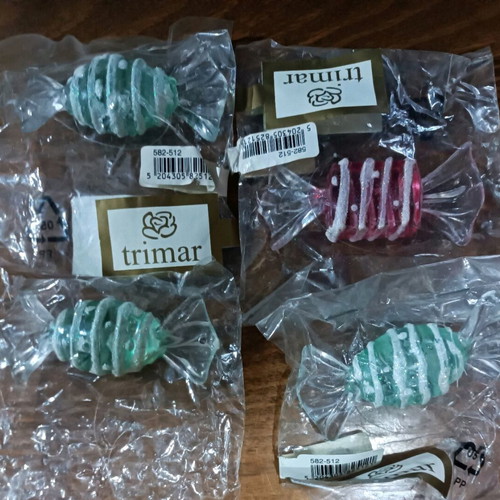 Vintage Trimar Christmas ornaments new, set of 6 pieces