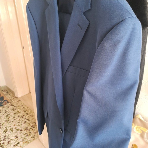 Berto Sezo suit used, blue, size L with tie and pocket square