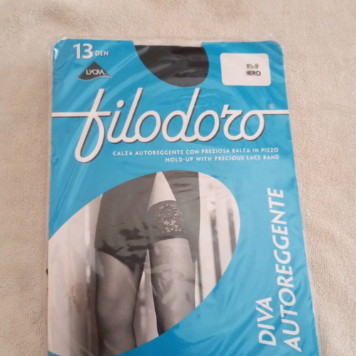 Filodoro Black Vintage 00's Sheer Hold-Up Tights Small New