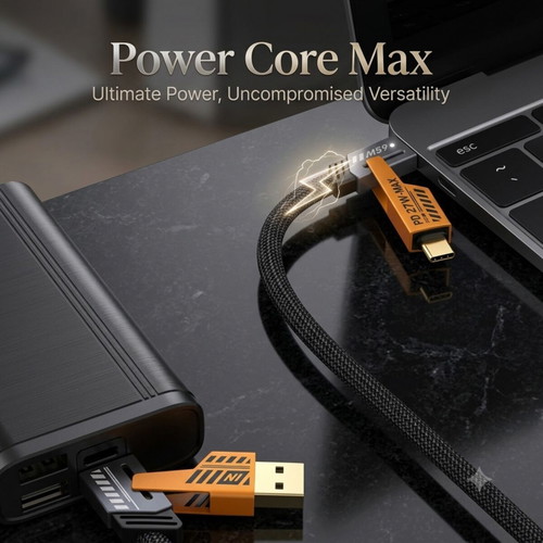 Power Core MAX 4-σε-1 καλώδιο ταχείας φόρτισης και μεταφοράς δεδομένων