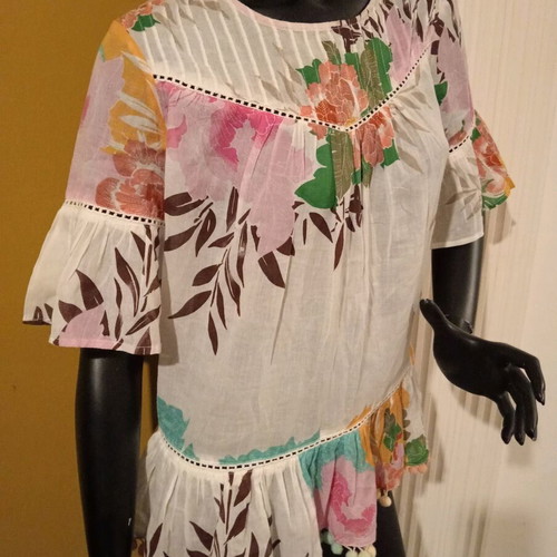 Reserved floral tunic blouse oversized, new, 100% cotton