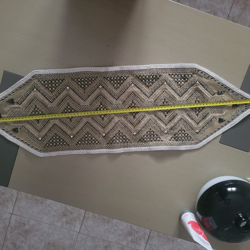Handmade beaded table runner new 90x27 cm with cord