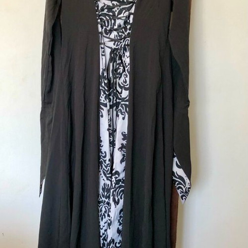 Long gothic dress with hood like new, black and white, size XL