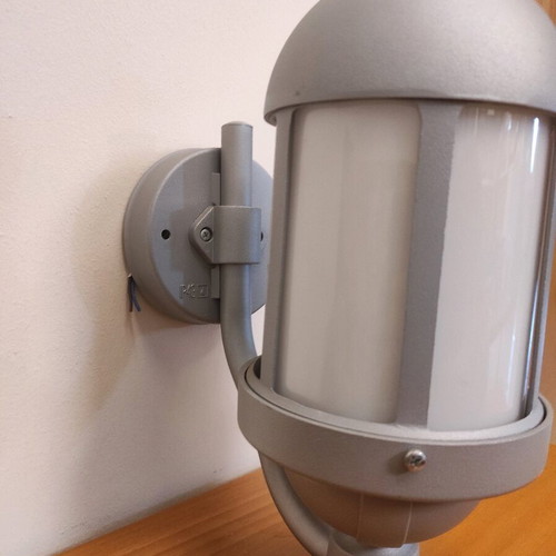 Wall light fixture aluminum with plastic glass gray matte new