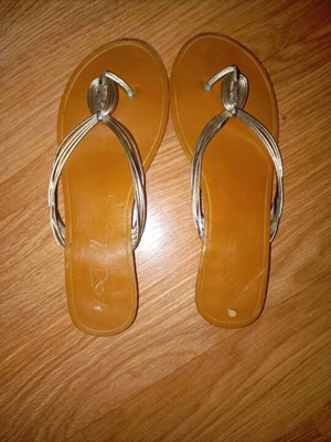 Women's flip flops used, silver, size 37.5