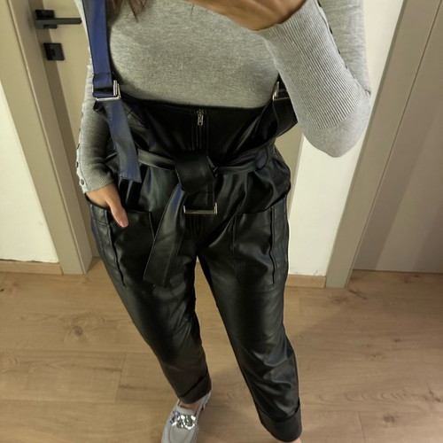 Dolce Domenica black leatherette salopette size M like new