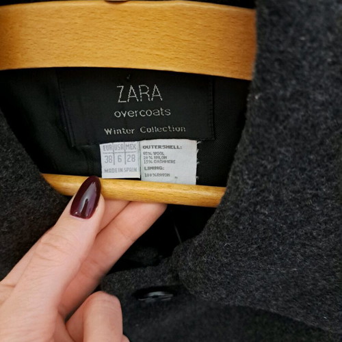 Zara cashmere coat like new, black and gray, size M
