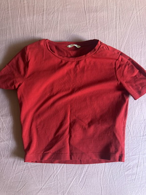 Zara red short-sleeve cropped t-shirt new