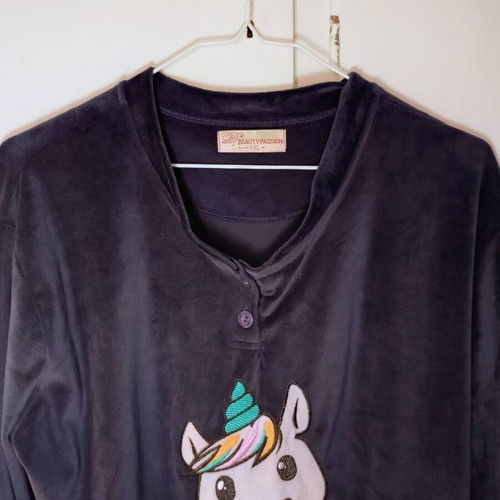 Long-sleeve pajama shirt with unicorn, used, size XXL, dark blue