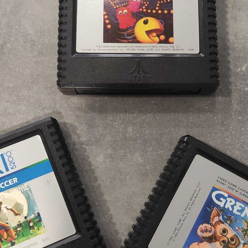 Atari 5200 game set used with Pac-Man, RealSports Soccer & Gremlins