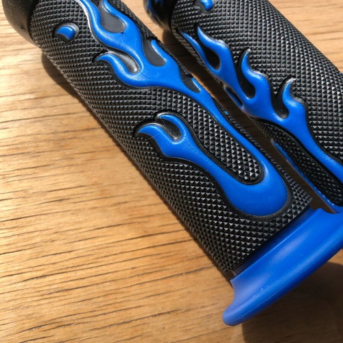 Blue-Black Grip Handles with Flames new