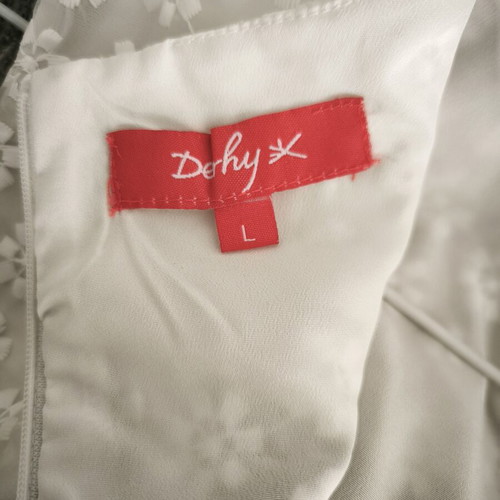 Derhy mini dress with embroidery, white and multicolor