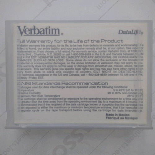 Verbatim DataLife DC2120 Mini Data Tape Cartridge used, QIC-80 format, 120mb