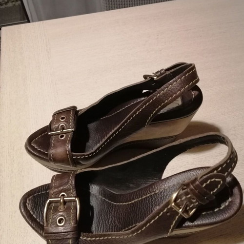 Zara platform shoes genuine leather used, brown, size 38