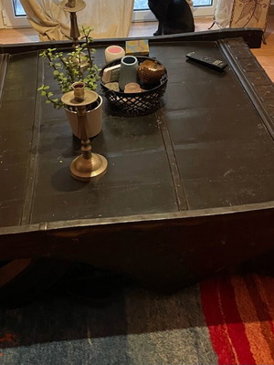 Wooden table with iron details, Indian, like new