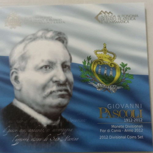 San Marino 2012 coin set 8 euros and silver commemorative 5€ Giovanni Pascoli blister new
