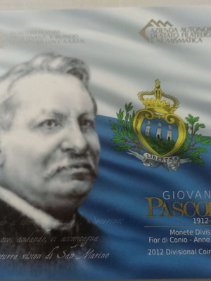 San Marino 2012 coin set 8 euros and silver commemorative 5€ Giovanni Pascoli blister new