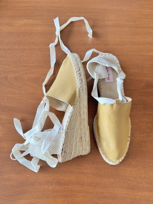 Silvio Rossi Spanish leather espadrilles platform sandals size 39 new mustard