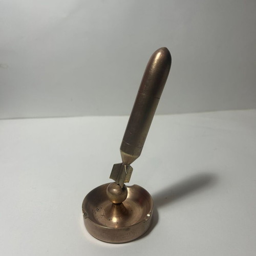 Bronze bullet-shaped ashtray lighter used
