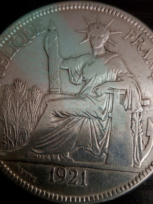 Piastre de Commerce Indochine 1921 silver used