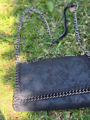 Clutch bag A To Z Greek σαν καινούργιο, μαύρο ξυρισμένο δέρμα