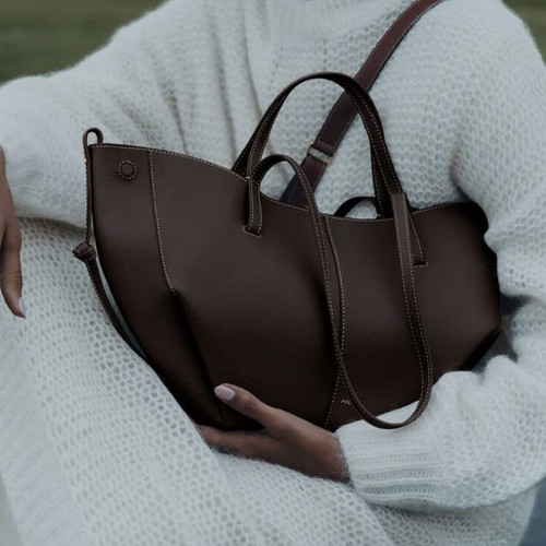 Polene Cyme Mini Bag new, textured ebony, shoulder, brown